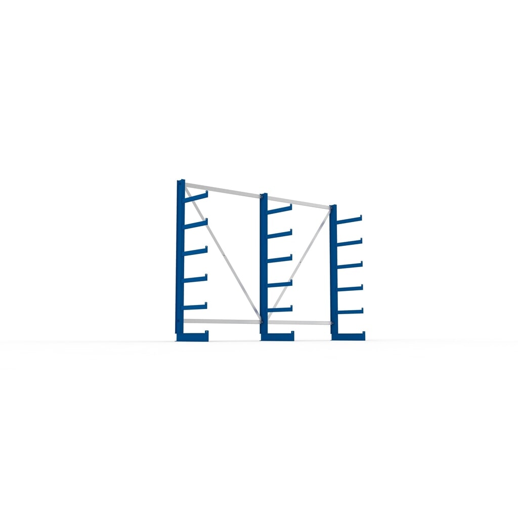 META Komplettpaket Kragarmregal, einseitig, Tragkraft pro Arm 200 kg, HxBxT 2.000 x 2.755 x 630 mm, 3 Ständer Produktabbildung Nr. 3: META Komplettpaket Kragarmregal, einseitig, Tragkraft pro Arm 200 kg, HxBxT 2.000 x 2.755 x 630 mm, 3 Ständer
