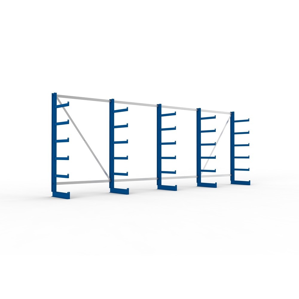 Produktabbildung Nr. 1: META Komplettpaket Kragarmregal, einseitig, Tragkraft pro Arm 200 kg, HxBxT 2.000 x 5.455 x 630 mm, 5 Ständer