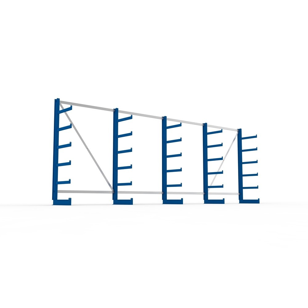 Produktabbildung Nr. 3: META Komplettpaket Kragarmregal, einseitig, Tragkraft pro Arm 200 kg, HxBxT 2.000 x 5.455 x 630 mm, 5 Ständer