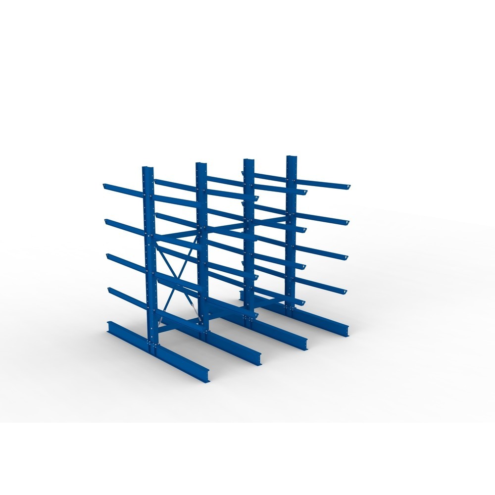 Produktabbildung Nr. 2: META Komplettpaket Schwerlast-Kragarmregal, doppelseitig, Tragkraft pro Arm 400 kg, HxBxT 3.000 x 3.090 x 2.900 mm, 4 Ständer