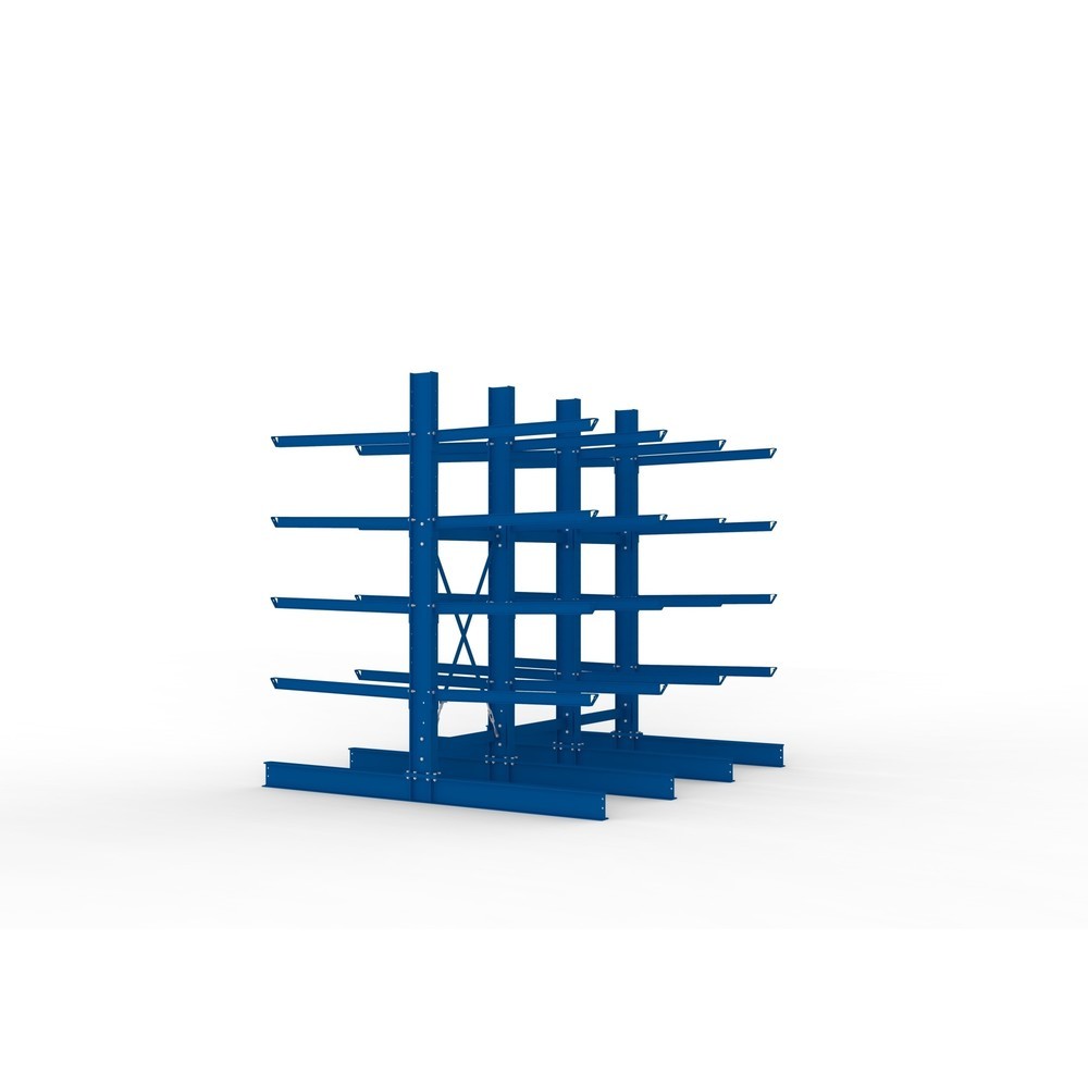 Produktabbildung Nr. 4: META Komplettpaket Schwerlast-Kragarmregal, doppelseitig, Tragkraft pro Arm 400 kg, HxBxT 3.000 x 3.090 x 2.900 mm, 4 Ständer