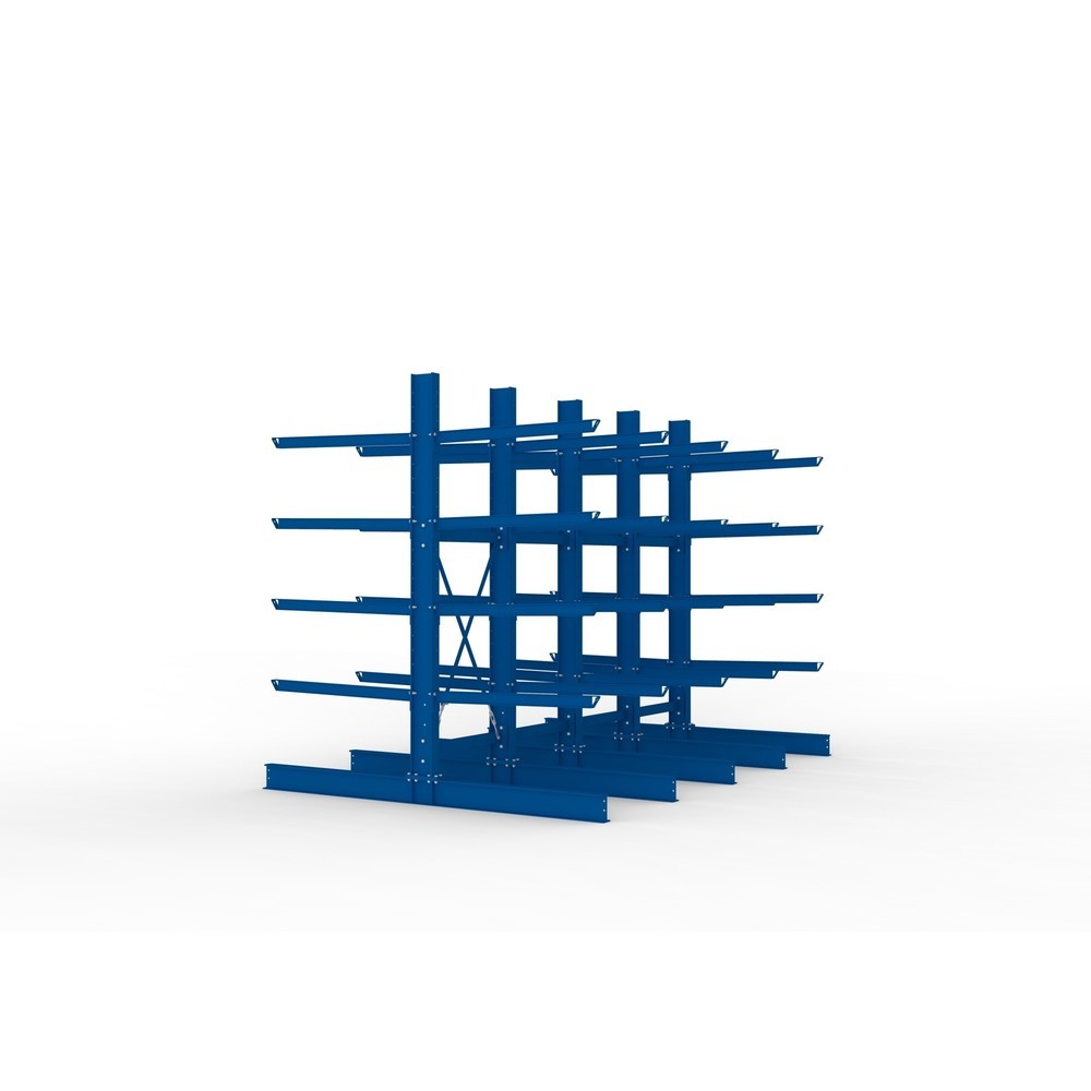 Produktabbildung Nr. 4: META Komplettpaket Schwerlast-Kragarmregal, doppelseitig, Tragkraft pro Arm 400 kg, HxBxT 3.000 x 4.090 x 2.900 mm, 5 Ständer