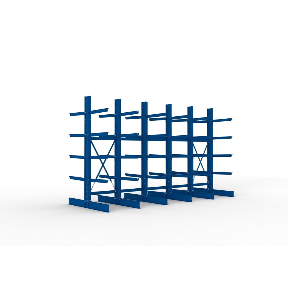 Produktabbildung Nr. 1: META Komplettpaket Schwerlast-Kragarmregal, doppelseitig, Tragkraft pro Arm 630 kg, HxBxT 3.000 x 5.090 x 2.000 mm, 6 Ständer