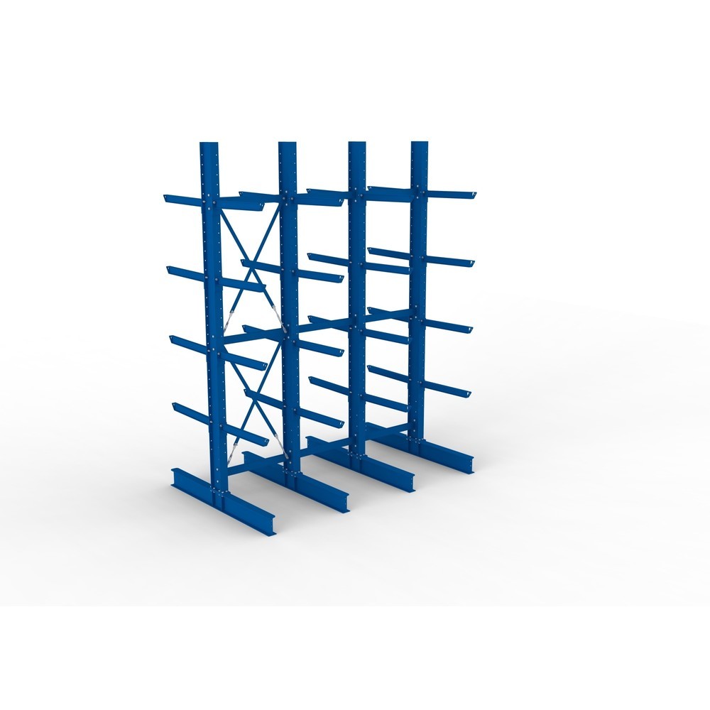 Produktabbildung Nr. 2: META Komplettpaket Schwerlast-Kragarmregal, doppelseitig, Tragkraft pro Arm 630 kg, HxBxT 4.000 x 3.100 x 2.020 mm, 4 Ständer