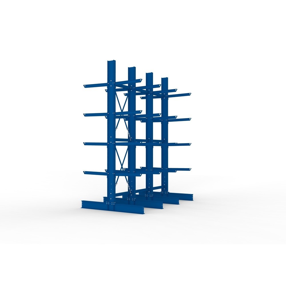 Produktabbildung Nr. 4: META Komplettpaket Schwerlast-Kragarmregal, doppelseitig, Tragkraft pro Arm 630 kg, HxBxT 4.000 x 3.100 x 2.020 mm, 4 Ständer