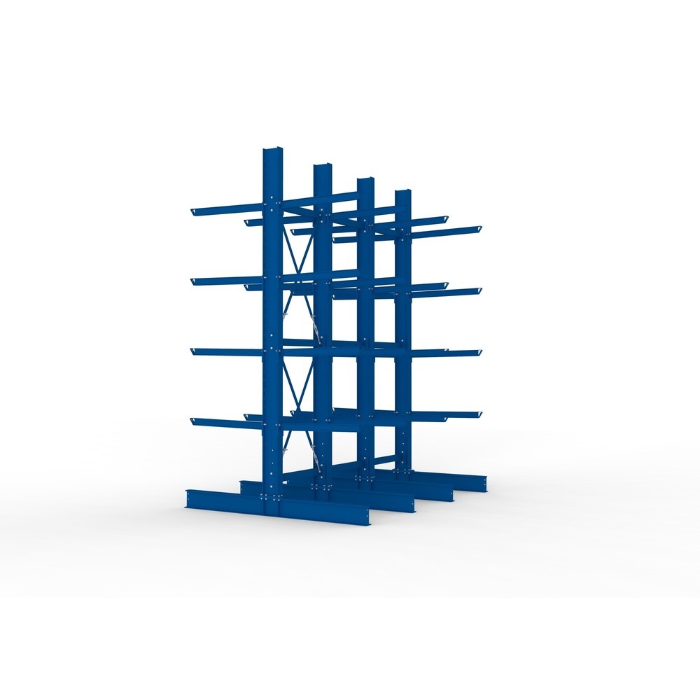 Produktabbildung Nr. 4: META Komplettpaket Schwerlast-Kragarmregal, doppelseitig, Tragkraft pro Arm 505 kg, HxBxT 4.000 x 3.100 x 2.420 mm, 4 Ständer