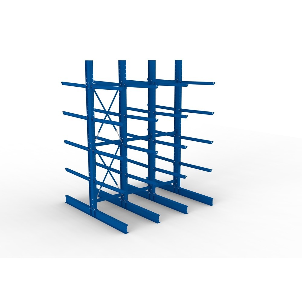 Produktabbildung Nr. 2: META Komplettpaket Schwerlast-Kragarmregal, doppelseitig, Tragkraft pro Arm 400 kg, HxBxT 4.000 x 3.100 x 2.900 mm, 4 Ständer