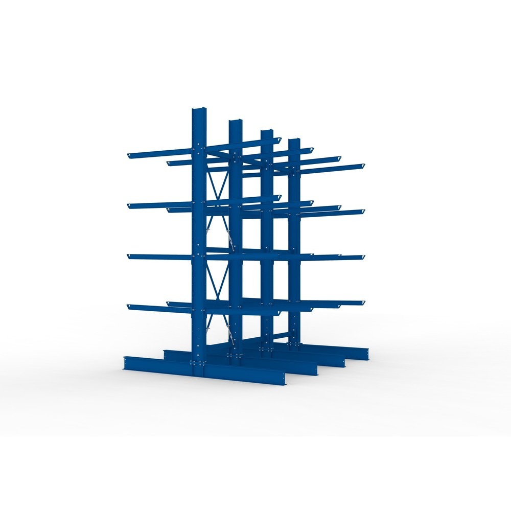 Produktabbildung Nr. 4: META Komplettpaket Schwerlast-Kragarmregal, doppelseitig, Tragkraft pro Arm 400 kg, HxBxT 4.000 x 3.100 x 2.900 mm, 4 Ständer