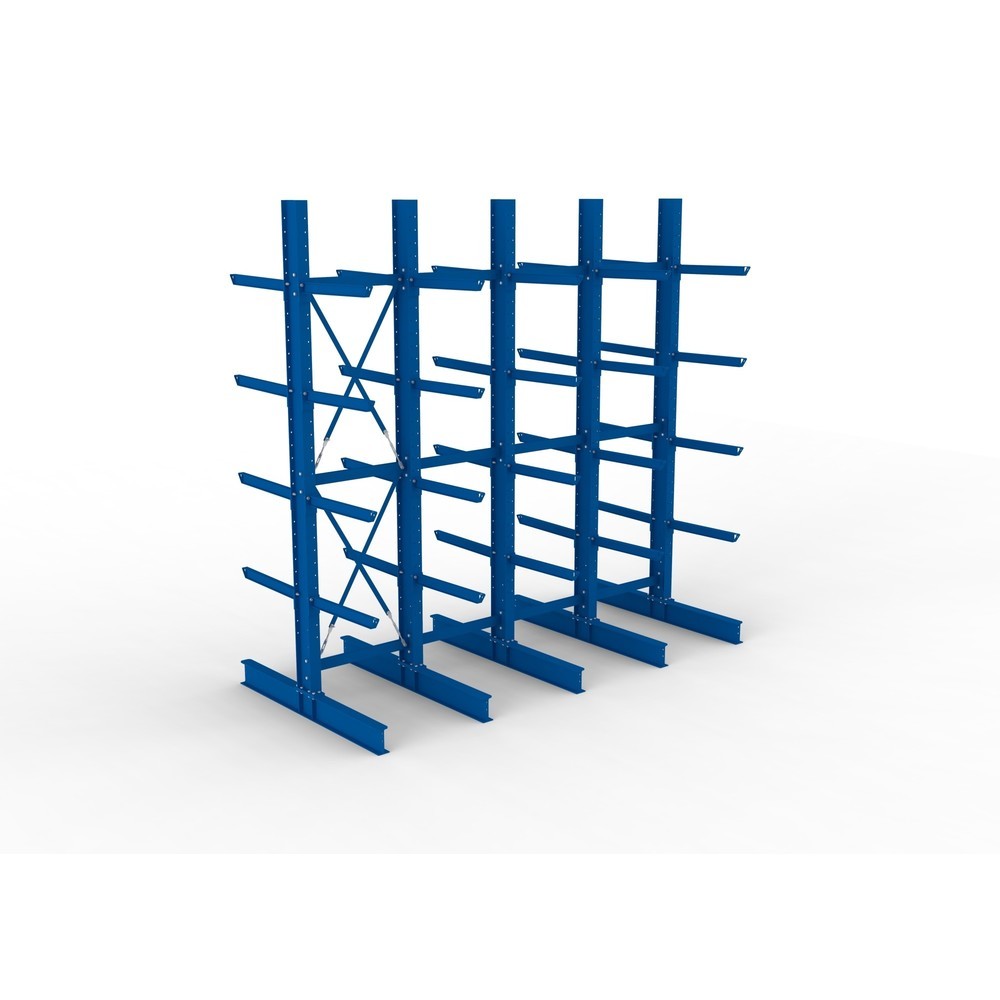 Produktabbildung Nr. 2: META Komplettpaket Schwerlast-Kragarmregal, doppelseitig, Tragkraft pro Arm 630 kg, HxBxT 4.000 x 4.100 x 2.020 mm, 5 Ständer