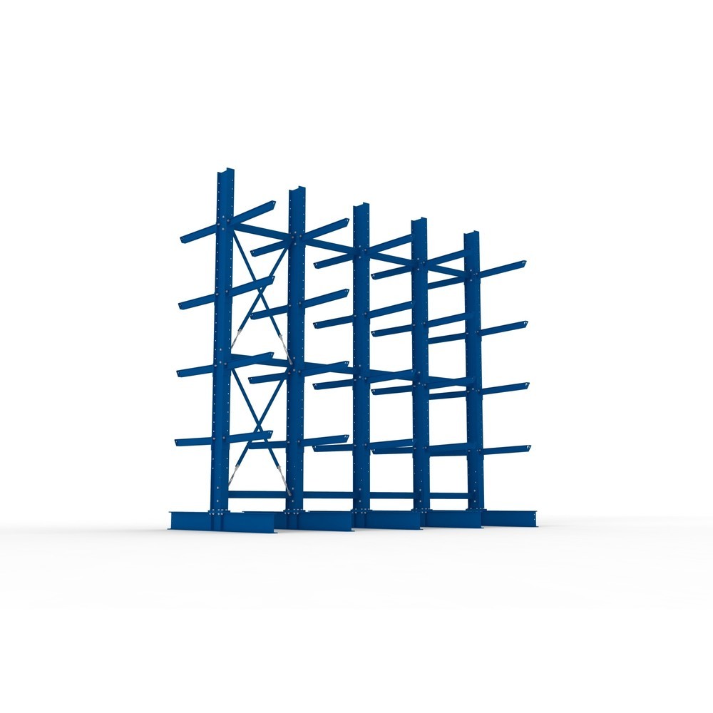 Produktabbildung Nr. 3: META Komplettpaket Schwerlast-Kragarmregal, doppelseitig, Tragkraft pro Arm 630 kg, HxBxT 4.000 x 4.100 x 2.020 mm, 5 Ständer