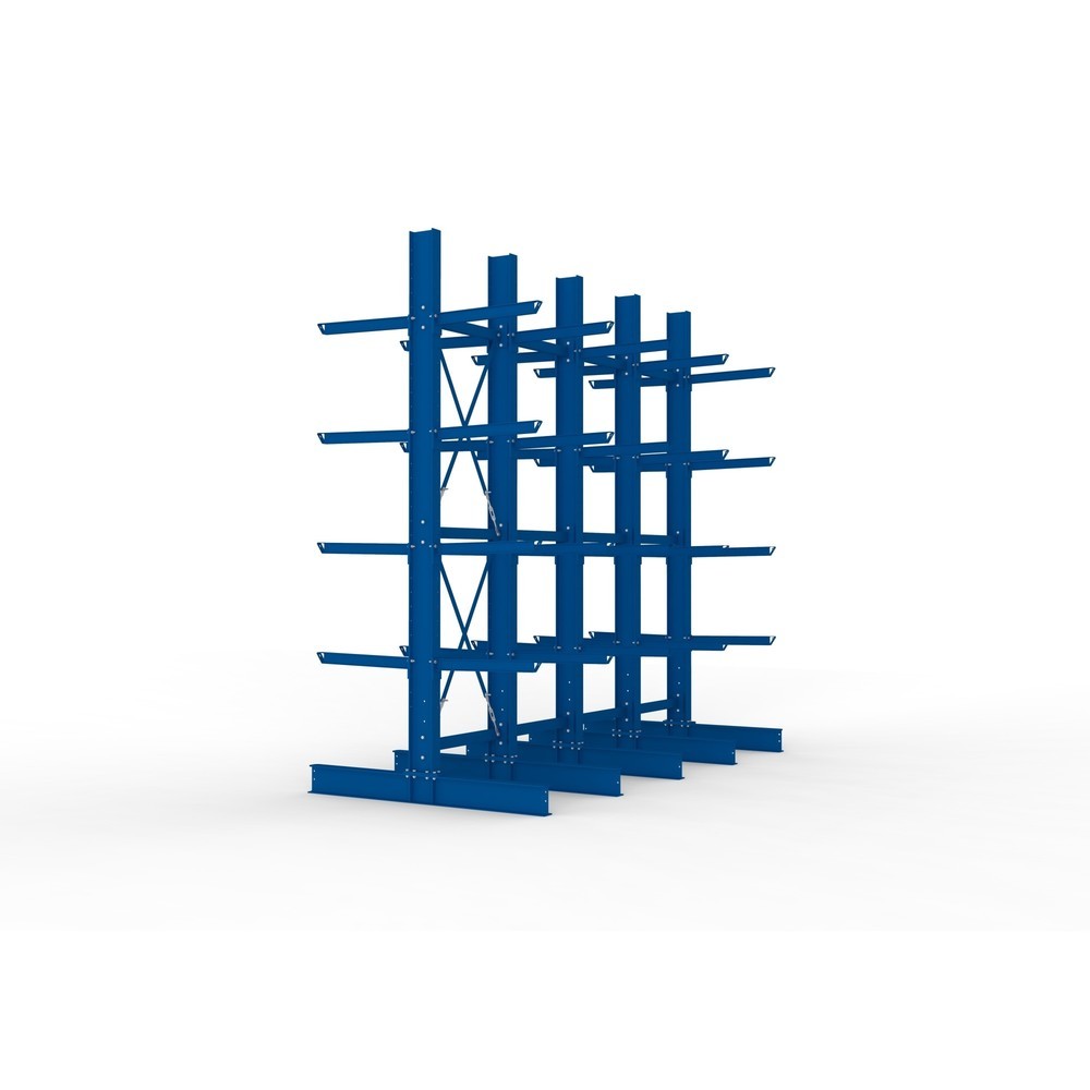 Produktabbildung Nr. 4: META Komplettpaket Schwerlast-Kragarmregal, doppelseitig, Tragkraft pro Arm 630 kg, HxBxT 4.000 x 4.100 x 2.020 mm, 5 Ständer