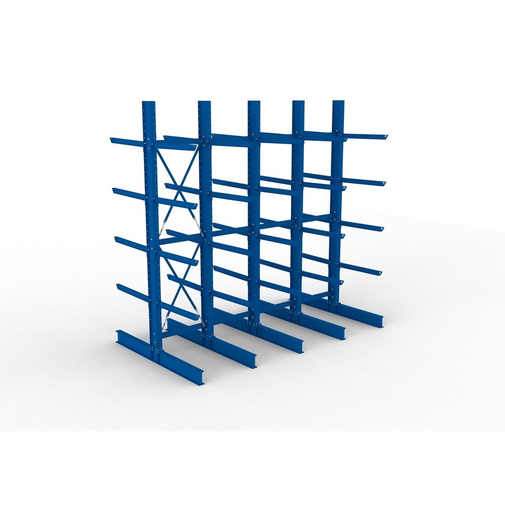 Produktabbildung Nr. 2: META Komplettpaket Schwerlast-Kragarmregal, doppelseitig, Tragkraft pro Arm 505 kg, HxBxT 4.000 x 4.100 x 2.420 mm, 5 Ständer
