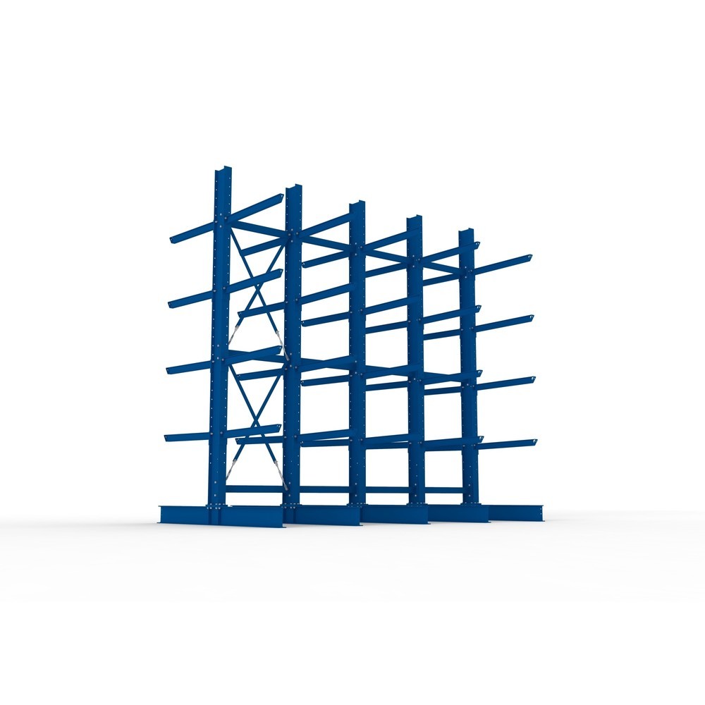 Produktabbildung Nr. 3: META Komplettpaket Schwerlast-Kragarmregal, doppelseitig, Tragkraft pro Arm 505 kg, HxBxT 4.000 x 4.100 x 2.420 mm, 5 Ständer