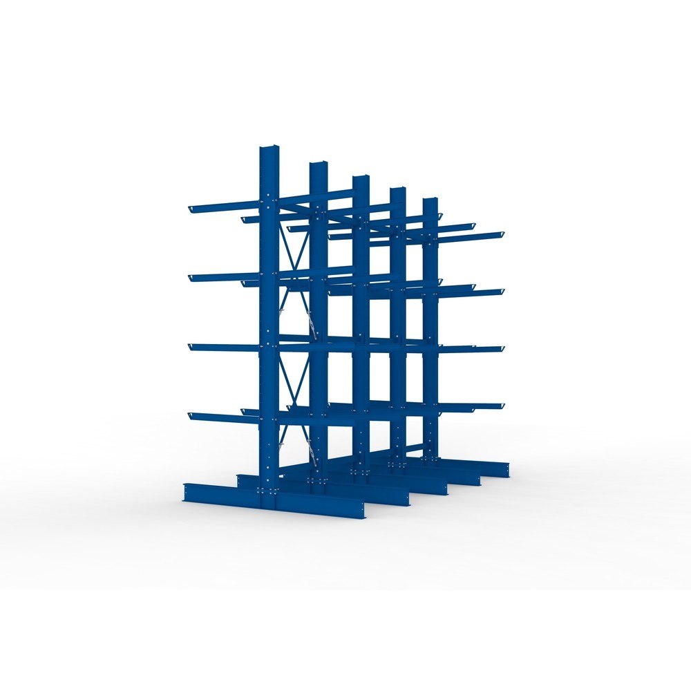 Produktabbildung Nr. 4: META Komplettpaket Schwerlast-Kragarmregal, doppelseitig, Tragkraft pro Arm 505 kg, HxBxT 4.000 x 4.100 x 2.420 mm, 5 Ständer