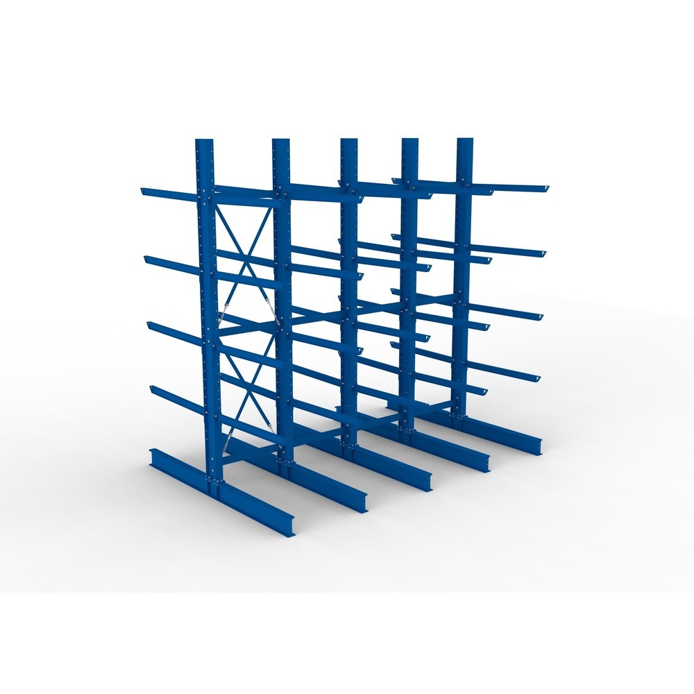 Produktabbildung Nr. 2: META Komplettpaket Schwerlast-Kragarmregal, doppelseitig, Tragkraft pro Arm 400 kg, HxBxT 4.000 x 4.100 x 2.920 mm, 5 Ständer
