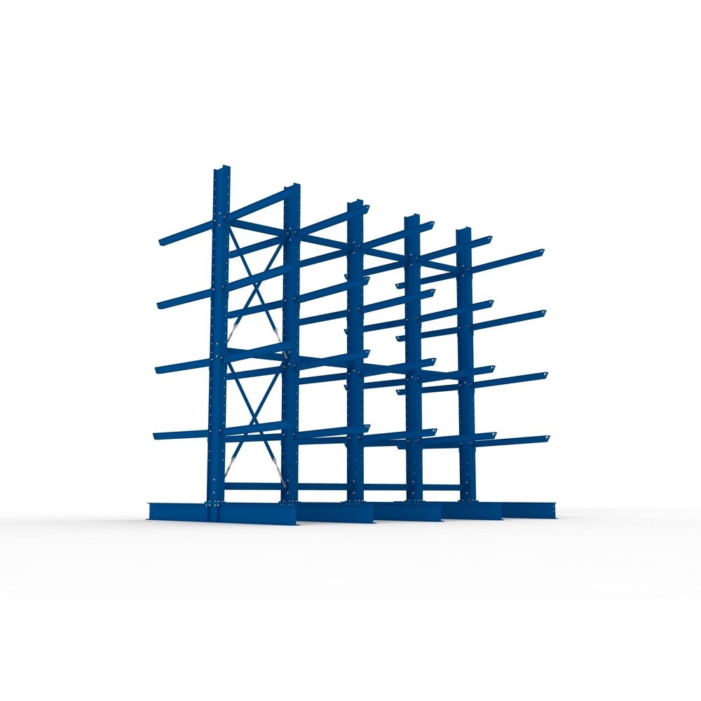 Produktabbildung Nr. 3: META Komplettpaket Schwerlast-Kragarmregal, doppelseitig, Tragkraft pro Arm 400 kg, HxBxT 4.000 x 4.100 x 2.920 mm, 5 Ständer