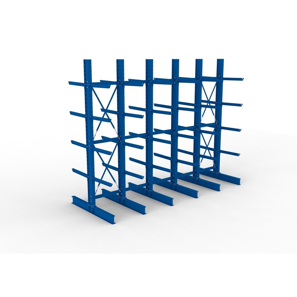 Produktabbildung Nr. 2: META Komplettpaket Schwerlast-Kragarmregal, doppelseitig, Tragkraft pro Arm 630 kg, HxBxT 4.000 x 5.100 x 2.020 mm, 6 Ständer