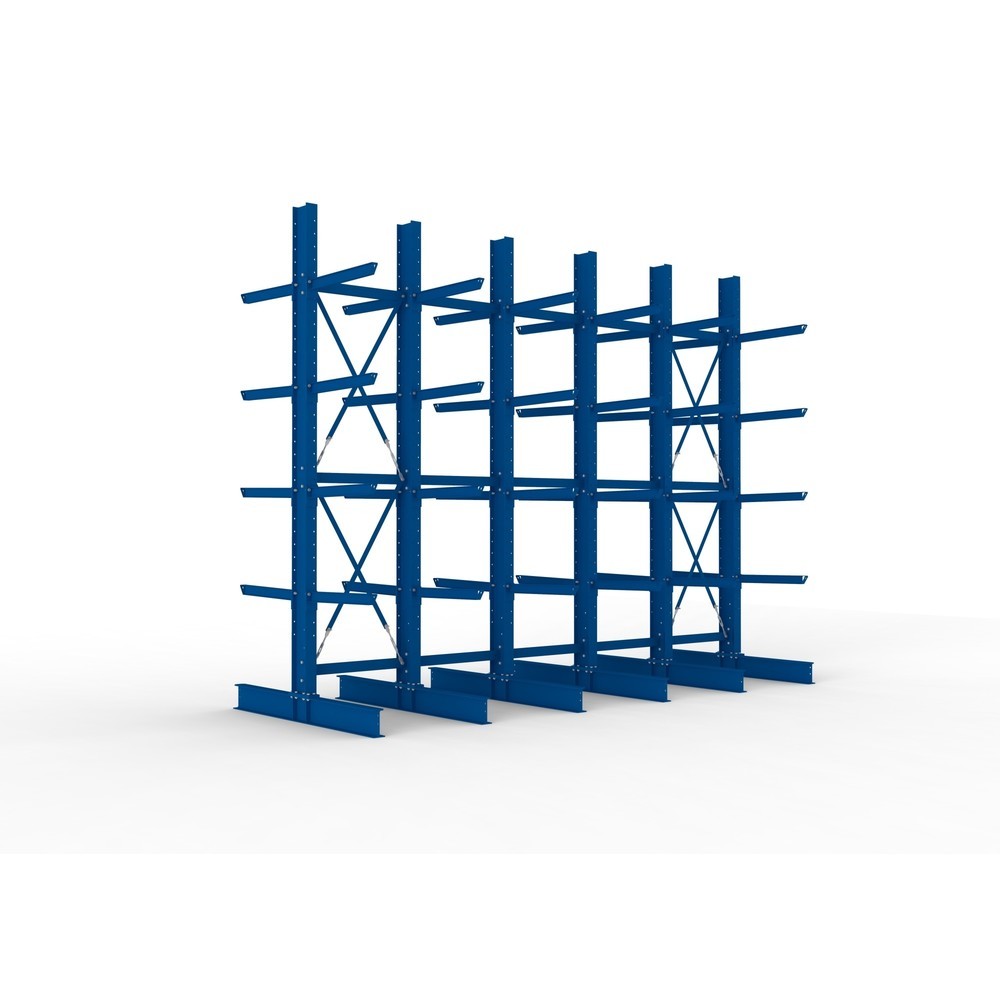 Produktabbildung Nr. 1: META Komplettpaket Schwerlast-Kragarmregal, doppelseitig, Tragkraft pro Arm 630 kg, HxBxT 4.000 x 5.100 x 2.020 mm, 6 Ständer