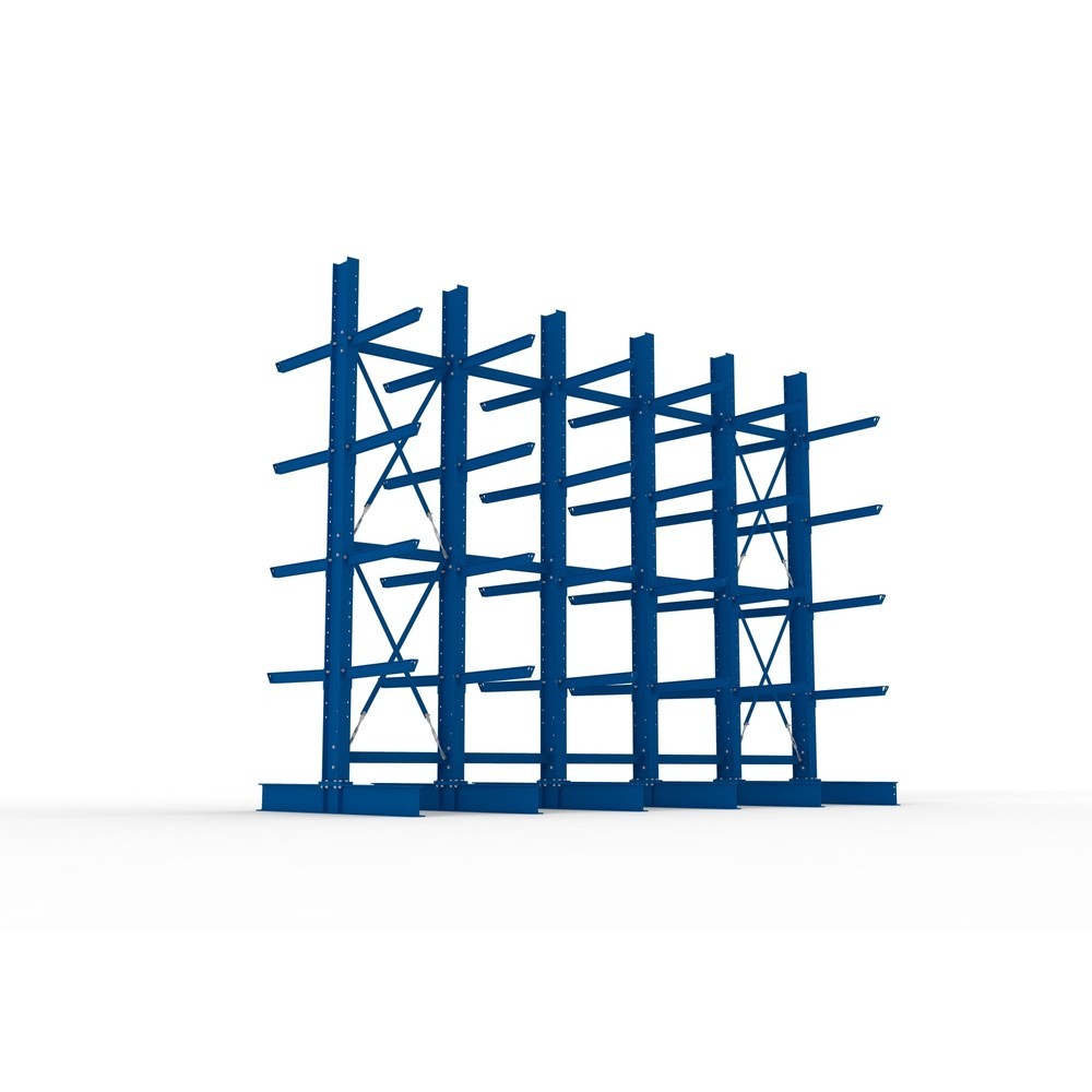 Produktabbildung Nr. 3: META Komplettpaket Schwerlast-Kragarmregal, doppelseitig, Tragkraft pro Arm 630 kg, HxBxT 4.000 x 5.100 x 2.020 mm, 6 Ständer