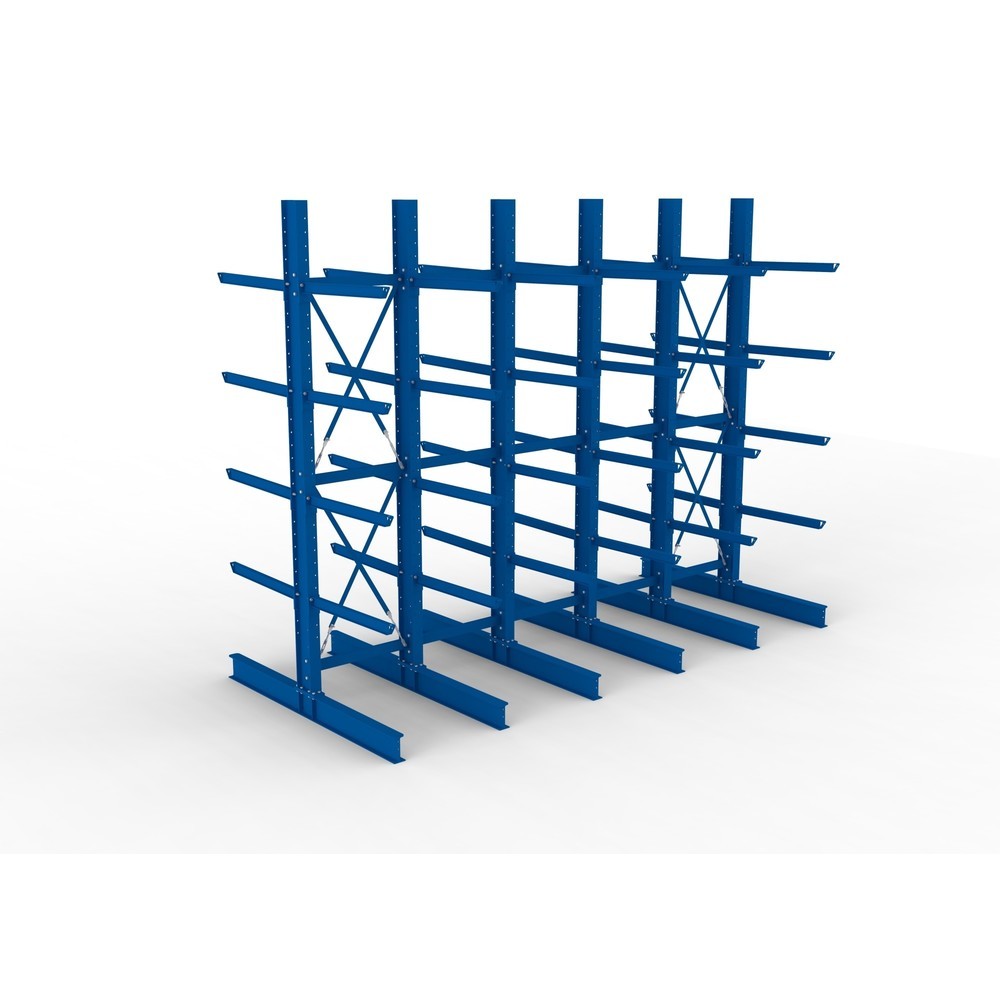 Produktabbildung Nr. 2: META Komplettpaket Schwerlast-Kragarmregal, doppelseitig, Tragkraft pro Arm 505 kg, HxBxT 4.000 x 5.100 x 2.420 mm, 6 Ständer