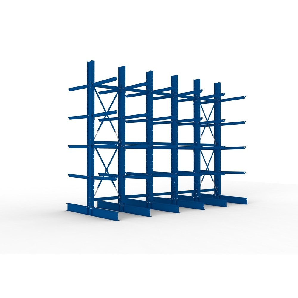 Produktabbildung Nr. 1: META Komplettpaket Schwerlast-Kragarmregal, doppelseitig, Tragkraft pro Arm 505 kg, HxBxT 4.000 x 5.100 x 2.420 mm, 6 Ständer
