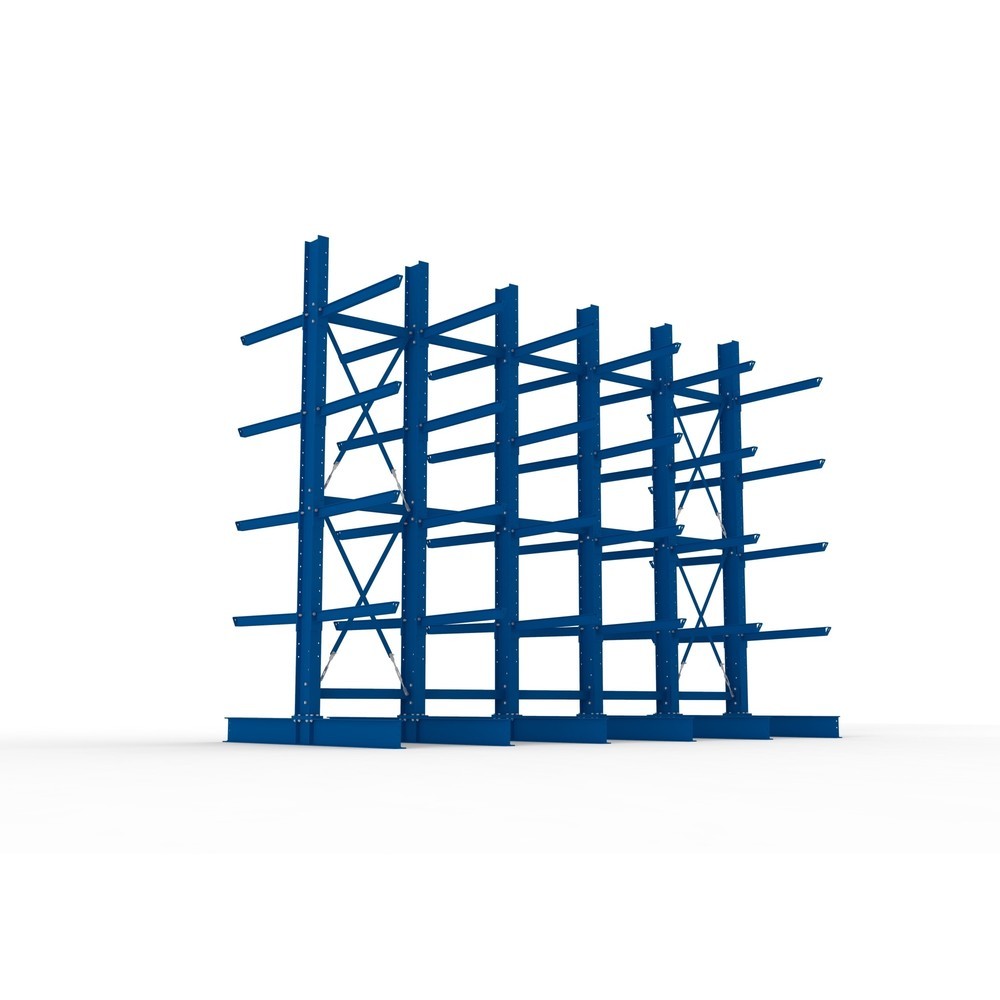 Produktabbildung Nr. 3: META Komplettpaket Schwerlast-Kragarmregal, doppelseitig, Tragkraft pro Arm 505 kg, HxBxT 4.000 x 5.100 x 2.420 mm, 6 Ständer