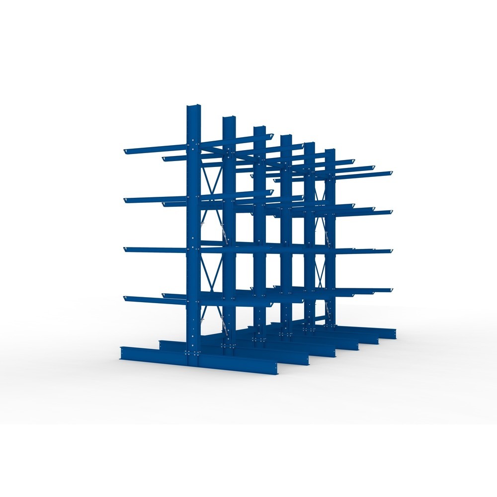 Produktabbildung Nr. 4: META Komplettpaket Schwerlast-Kragarmregal, doppelseitig, Tragkraft pro Arm 400 kg, HxBxT 4.000 x 5.100 x 2.920 mm, 6 Ständer