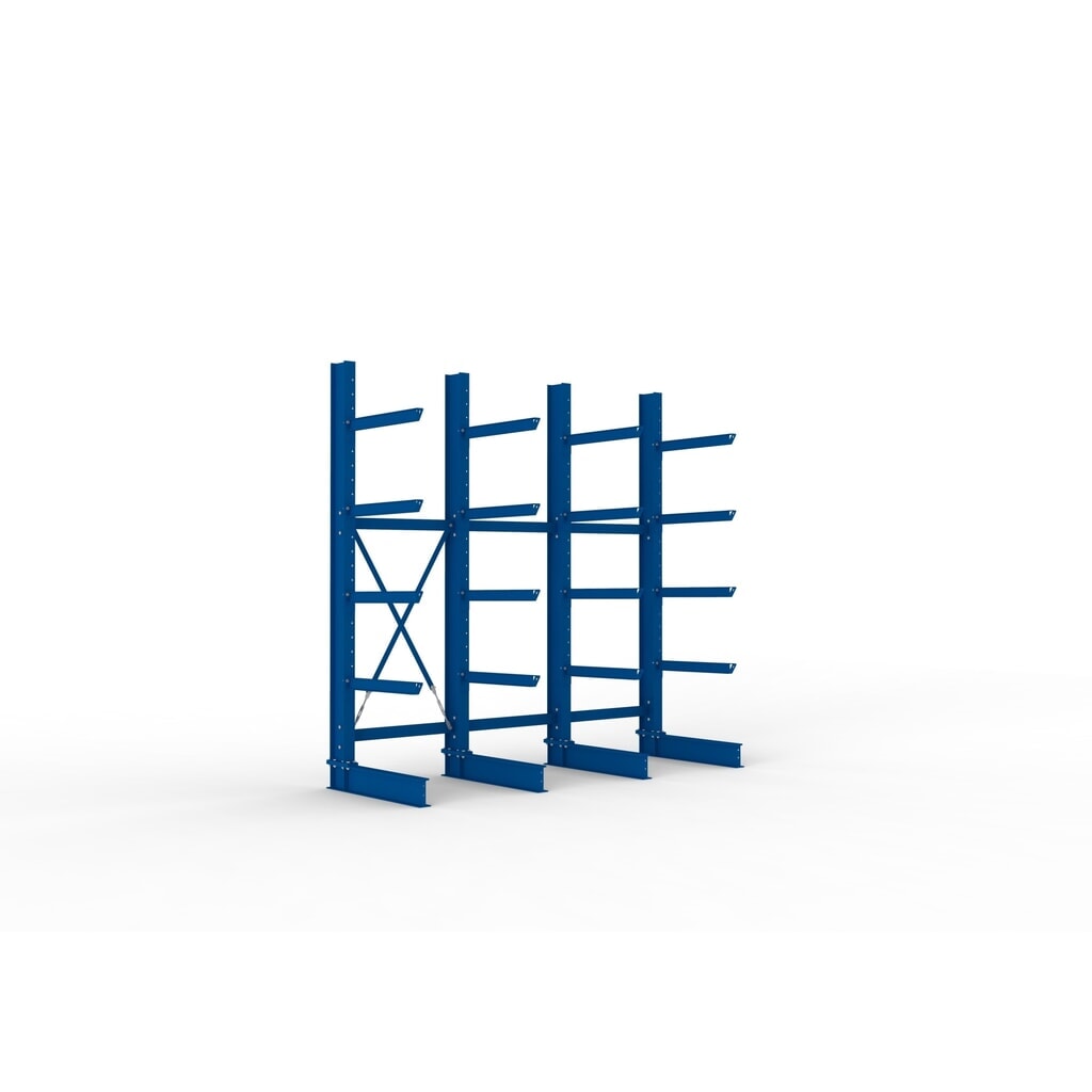 META Komplettpaket Schwerlast-Kragarmregal, einseitig, Tragkraft pro Arm 630 kg, HxBxT 3.000 x 3.090 x 1.135 mm, 4 Ständer Produktabbildung: META Komplettpaket Schwerlast-Kragarmregal, einseitig, Tragkraft pro Arm 630 kg, HxBxT 3.000 x 3.090 x 1.135 mm, 4 Ständer