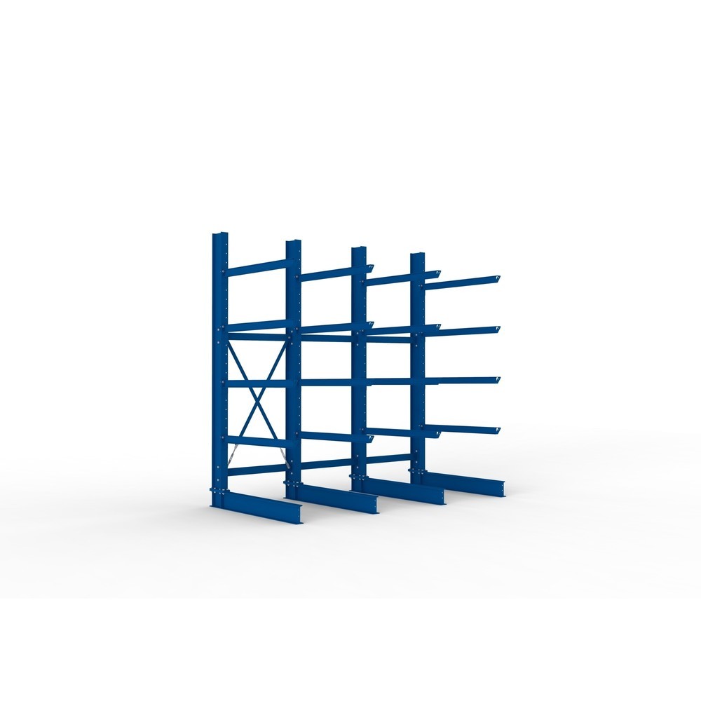 Produktabbildung Nr. 1: META Komplettpaket Schwerlast-Kragarmregal, einseitig, Tragkraft pro Arm 400 kg, HxBxT 3.000 x 3.090 x 1.585 mm, 4 Ständer