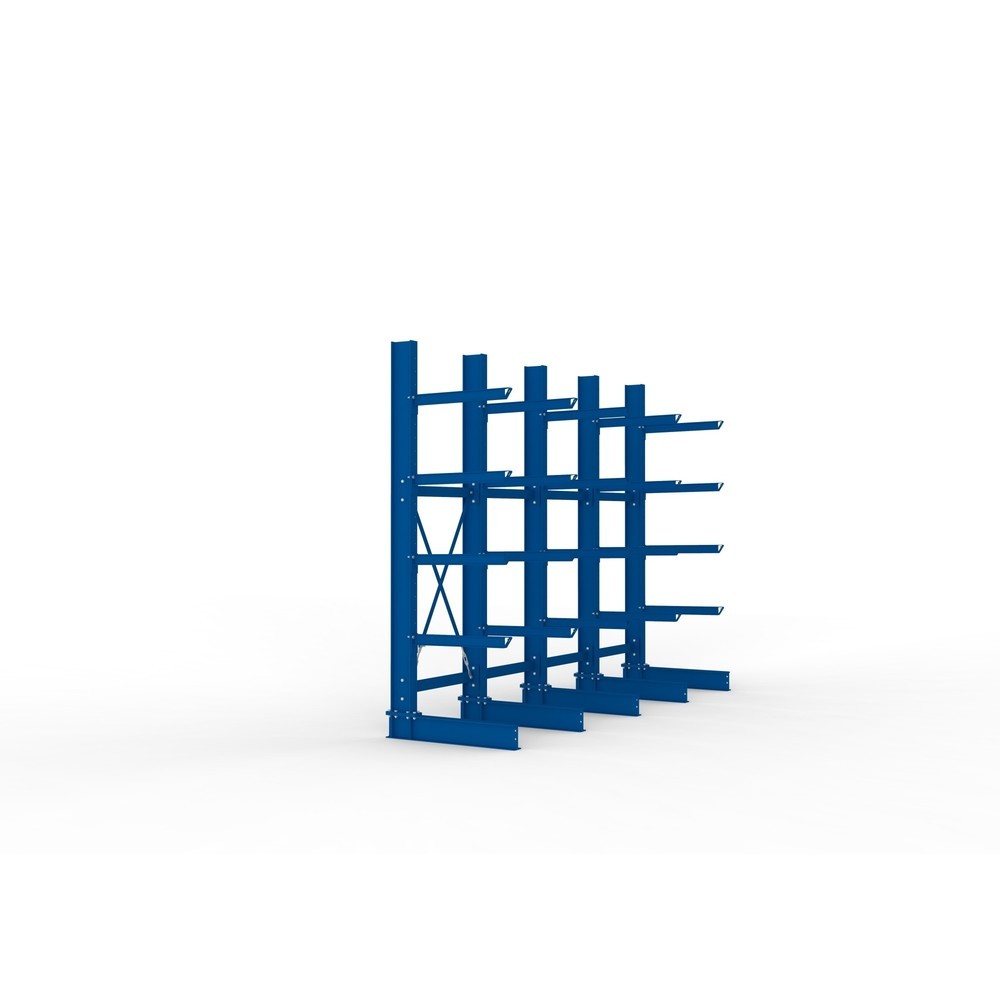 Produktabbildung Nr. 4: META Komplettpaket Schwerlast-Kragarmregal, einseitig, Tragkraft pro Arm 630 kg, HxBxT 3.000 x 4.090 x 1.135 mm, 5 Ständer