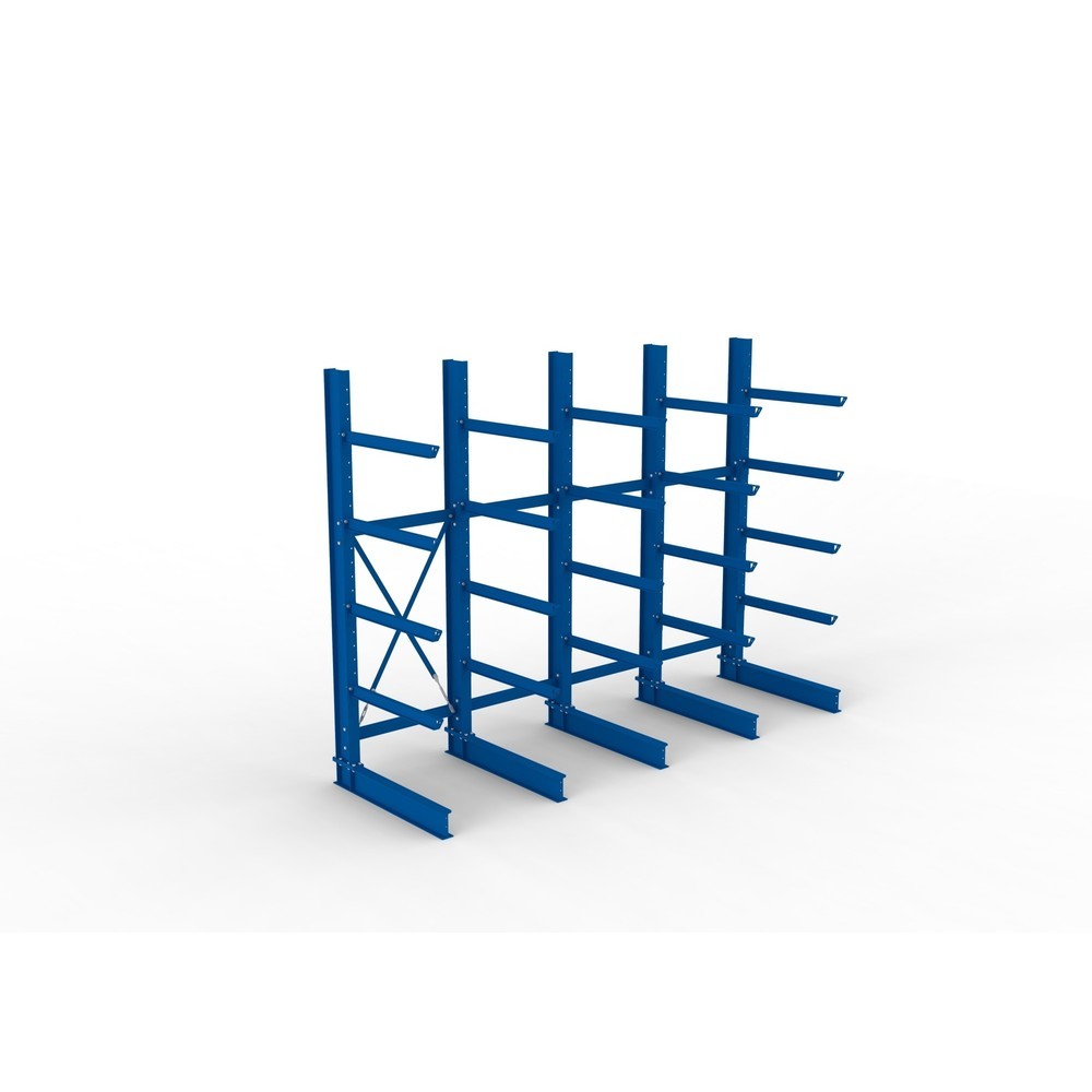 Produktabbildung Nr. 2: META Komplettpaket Schwerlast-Kragarmregal, einseitig, Tragkraft pro Arm 505 kg, HxBxT 3.000 x 4.090 x 1.355 mm, 5 Ständer