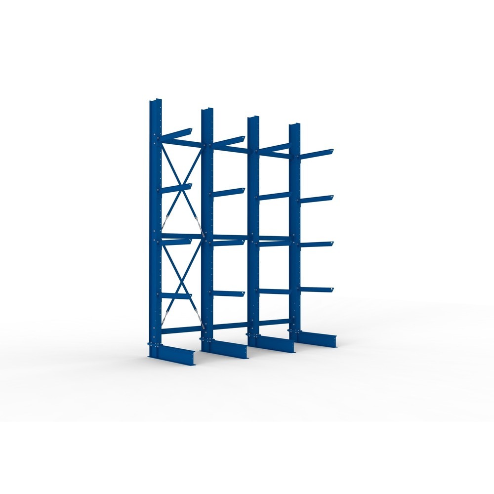 Produktabbildung Nr. 1: META Komplettpaket Schwerlast-Kragarmregal, einseitig, Tragkraft pro Arm 630 kg, HxBxT 4.000 x 3.100 x 1.155 mm, 4 Ständer