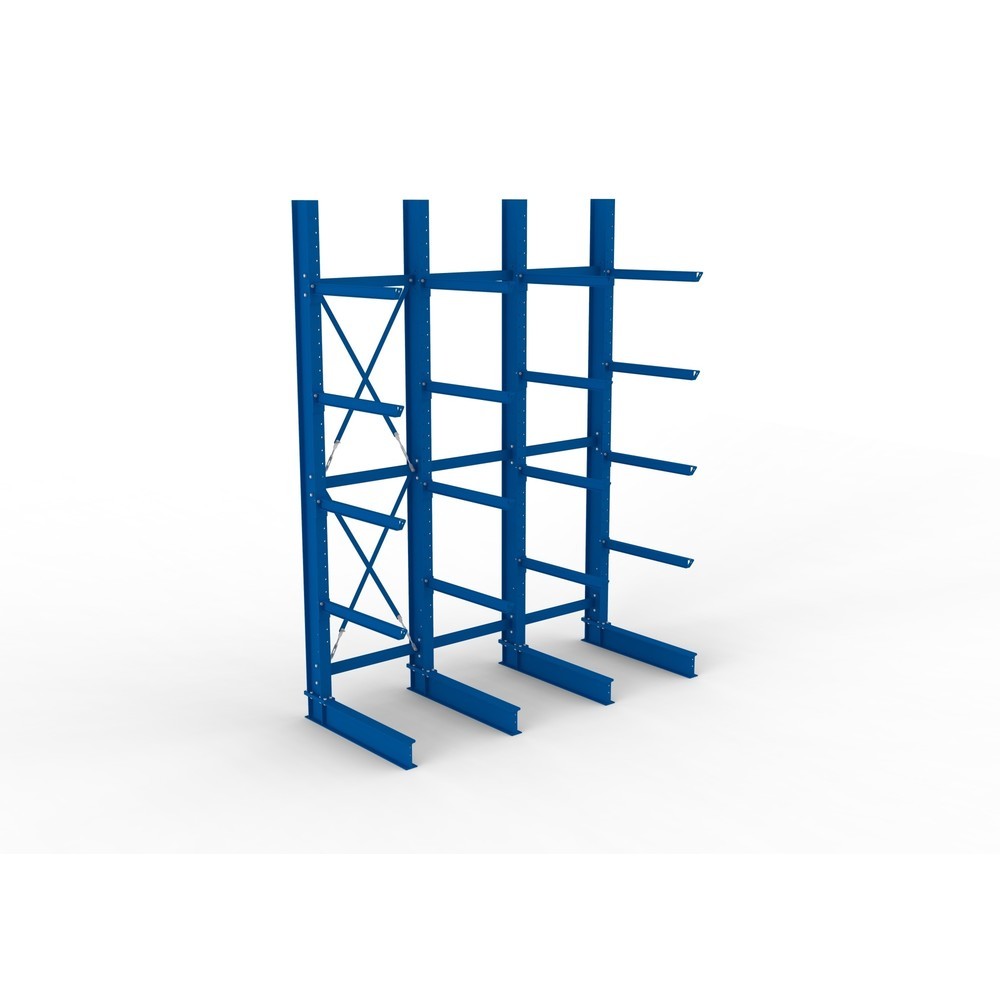 Produktabbildung Nr. 2: META Komplettpaket Schwerlast-Kragarmregal, einseitig, Tragkraft pro Arm 505 kg, HxBxT 4.000 x 3.100 x 1.355 mm, 4 Ständer