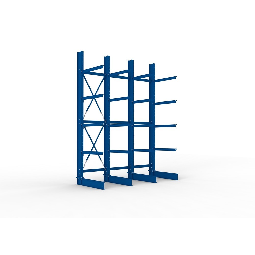 Produktabbildung Nr. 1: META Komplettpaket Schwerlast-Kragarmregal, einseitig, Tragkraft pro Arm 505 kg, HxBxT 4.000 x 3.100 x 1.355 mm, 4 Ständer
