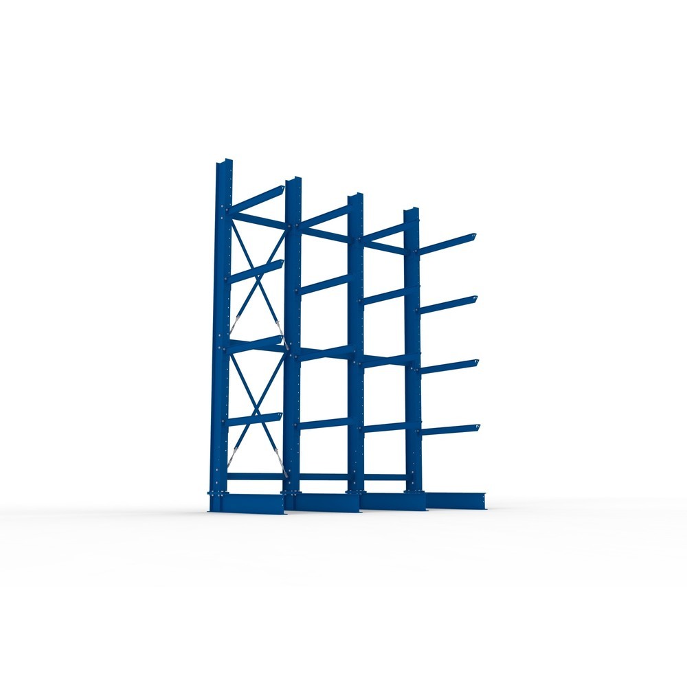 Produktabbildung Nr. 3: META Komplettpaket Schwerlast-Kragarmregal, einseitig, Tragkraft pro Arm 505 kg, HxBxT 4.000 x 3.100 x 1.355 mm, 4 Ständer