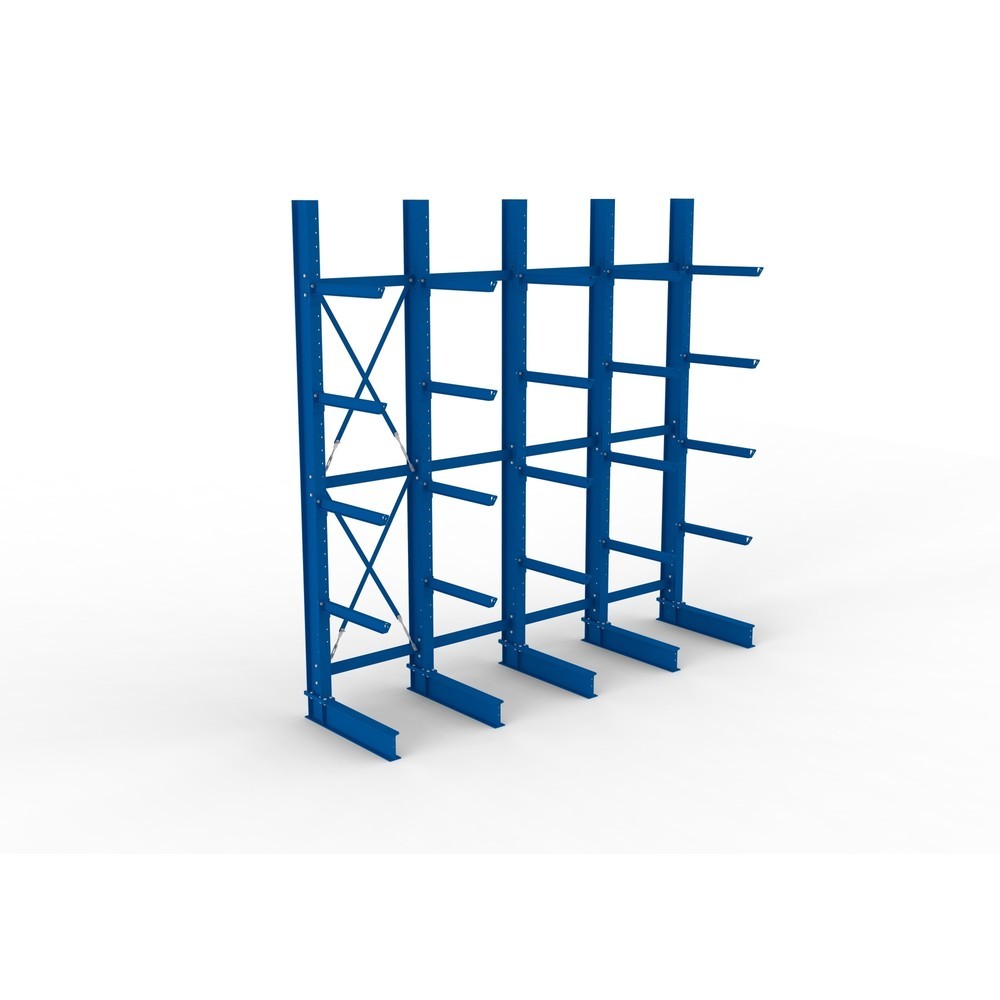 Produktabbildung Nr. 2: META Komplettpaket Schwerlast-Kragarmregal, einseitig, Tragkraft pro Arm 630 kg, HxBxT 4.000 x 4.100 x 1.155 mm, 5 Ständer