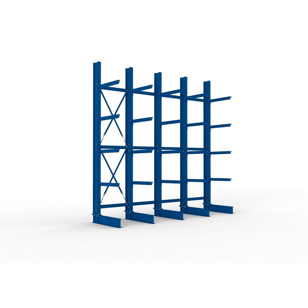 Produktabbildung Nr. 1: META Komplettpaket Schwerlast-Kragarmregal, einseitig, Tragkraft pro Arm 630 kg, HxBxT 4.000 x 4.100 x 1.155 mm, 5 Ständer