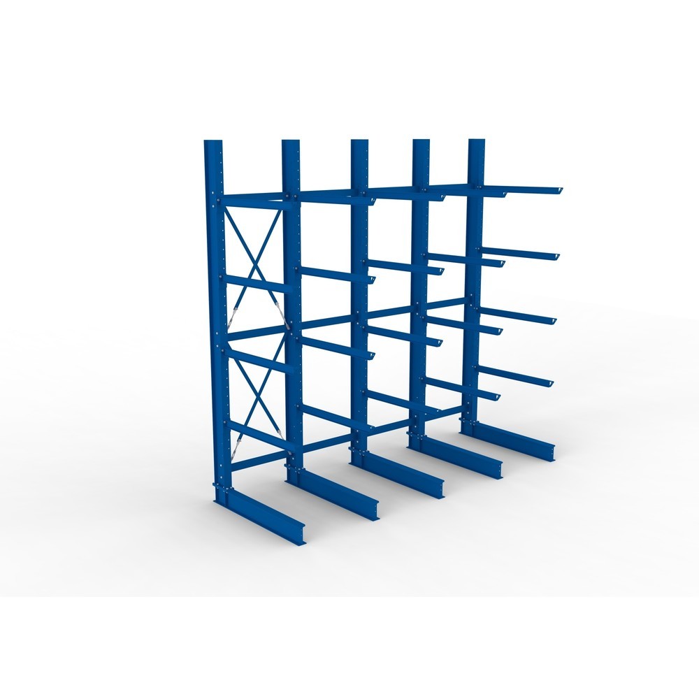 Produktabbildung Nr. 2: META Komplettpaket Schwerlast-Kragarmregal, einseitig, Tragkraft pro Arm 400 kg, HxBxT 4.000 x 4.100 x 1.605 mm, 5 Ständer