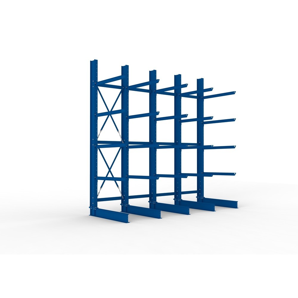Produktabbildung Nr. 1: META Komplettpaket Schwerlast-Kragarmregal, einseitig, Tragkraft pro Arm 400 kg, HxBxT 4.000 x 4.100 x 1.605 mm, 5 Ständer