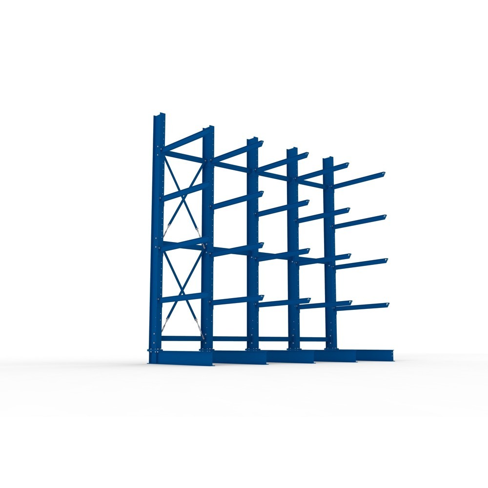 Produktabbildung Nr. 3: META Komplettpaket Schwerlast-Kragarmregal, einseitig, Tragkraft pro Arm 400 kg, HxBxT 4.000 x 4.100 x 1.605 mm, 5 Ständer