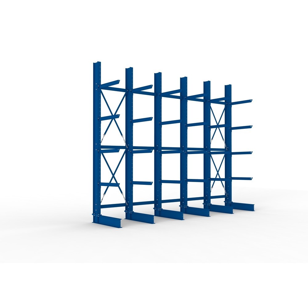 Produktabbildung Nr. 1: META Komplettpaket Schwerlast-Kragarmregal, einseitig, Tragkraft pro Arm 630 kg, HxBxT 4.000 x 5.100 x 1.155 mm, 6 Ständer