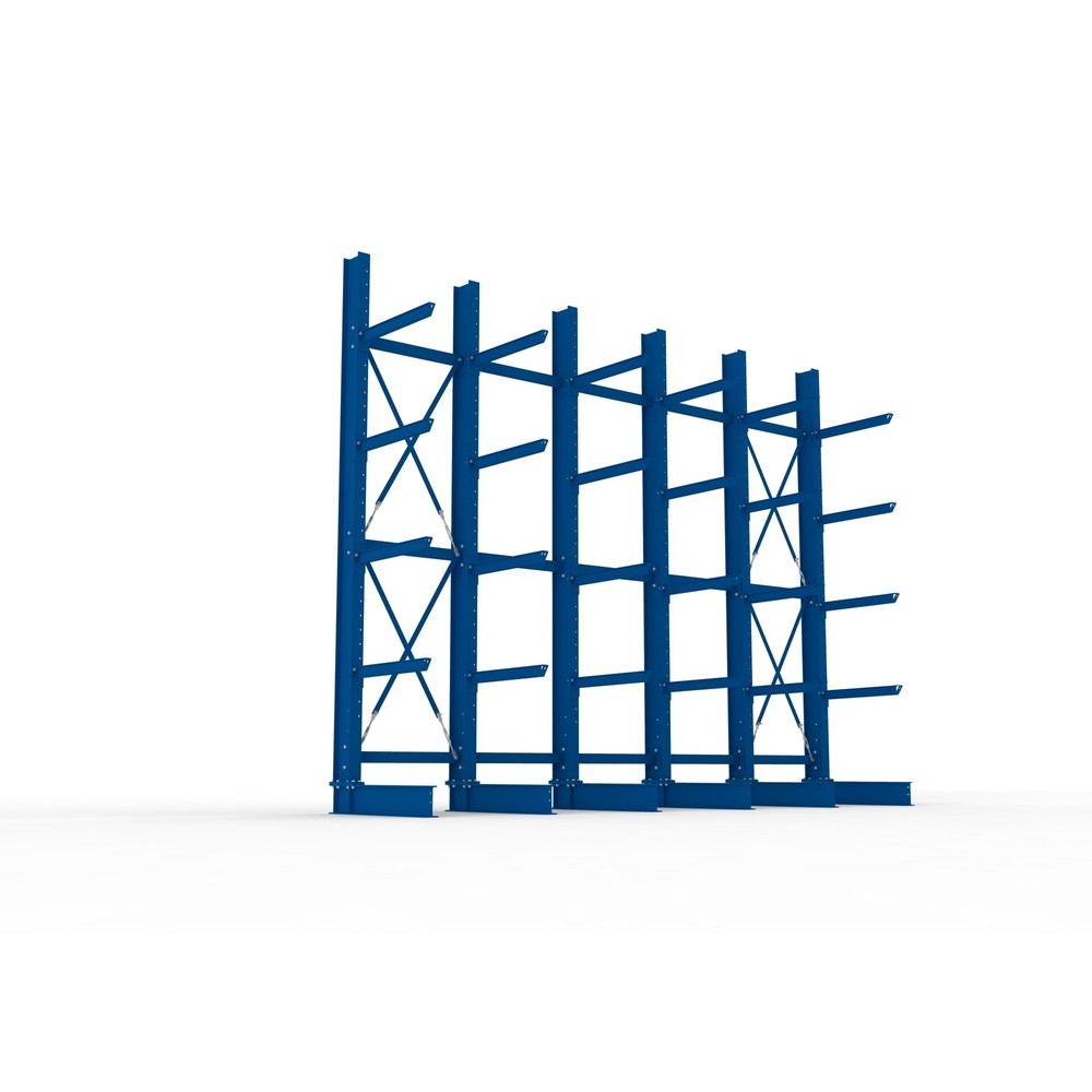 Produktabbildung Nr. 3: META Komplettpaket Schwerlast-Kragarmregal, einseitig, Tragkraft pro Arm 630 kg, HxBxT 4.000 x 5.100 x 1.155 mm, 6 Ständer