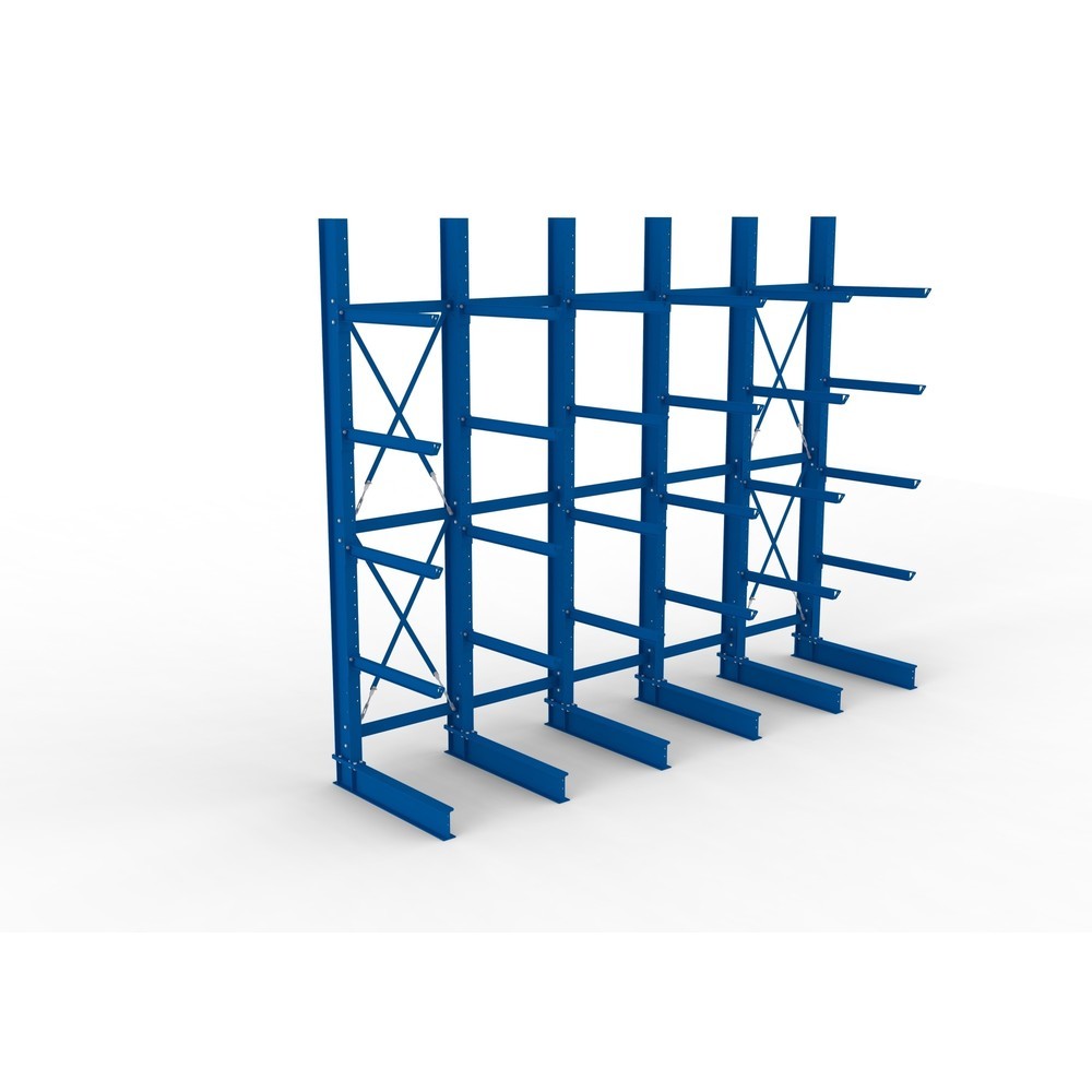 Produktabbildung Nr. 2: META Komplettpaket Schwerlast-Kragarmregal, einseitig, Tragkraft pro Arm 505 kg, HxBxT 4.000 x 5.100 x 1.355 mm, 6 Ständer