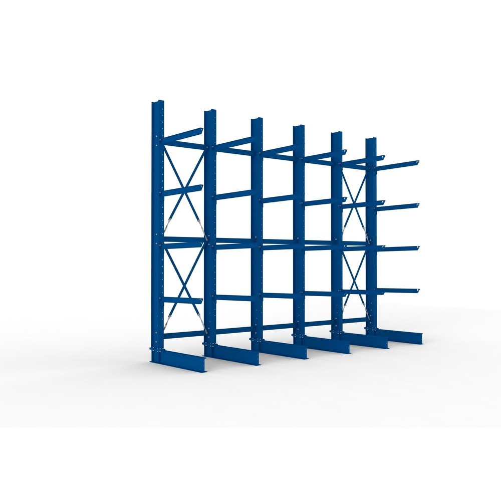 Produktabbildung Nr. 1: META Komplettpaket Schwerlast-Kragarmregal, einseitig, Tragkraft pro Arm 505 kg, HxBxT 4.000 x 5.100 x 1.355 mm, 6 Ständer