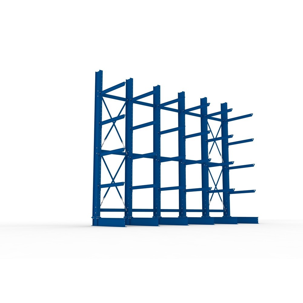 Produktabbildung Nr. 3: META Komplettpaket Schwerlast-Kragarmregal, einseitig, Tragkraft pro Arm 505 kg, HxBxT 4.000 x 5.100 x 1.355 mm, 6 Ständer