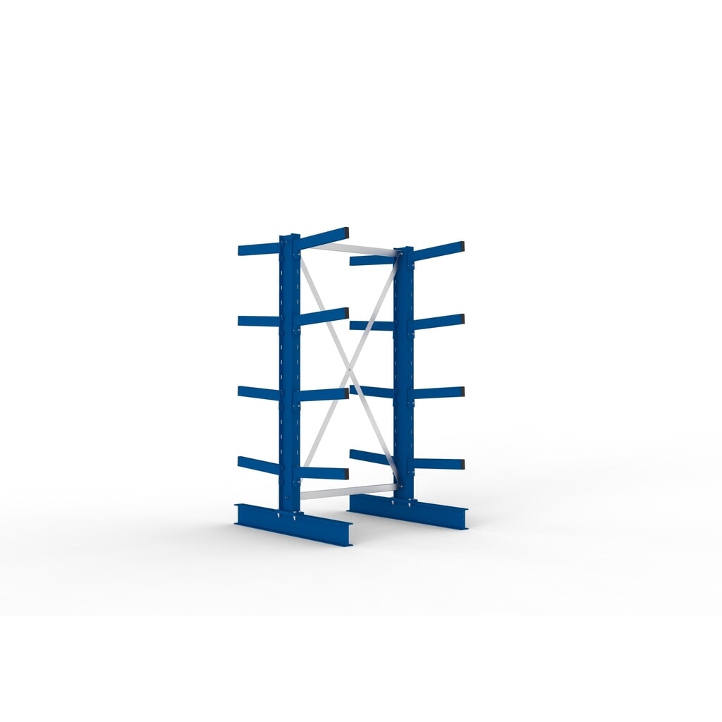 META Kragarmregal Grundfeld, doppelseitig, Tragkraft pro Arm 430 kg, HxBxT 2.000 x 1.103 x 1.240 mm Produktabbildung: META Kragarmregal Grundfeld, doppelseitig, Tragkraft pro Arm 430 kg, HxBxT 2.000 x 1.103 x 1.240 mm