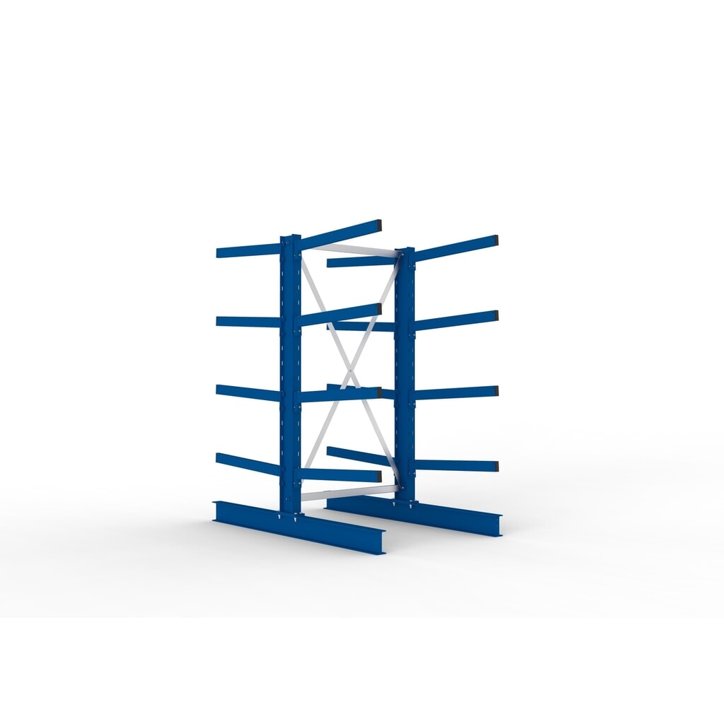 META Kragarmregal Grundfeld, doppelseitig, Tragkraft pro Arm 250 kg, HxBxT 2.000 x 1.103 x 1.840 mm Produktabbildung: META Kragarmregal Grundfeld, doppelseitig, Tragkraft pro Arm 250 kg, HxBxT 2.000 x 1.103 x 1.840 mm