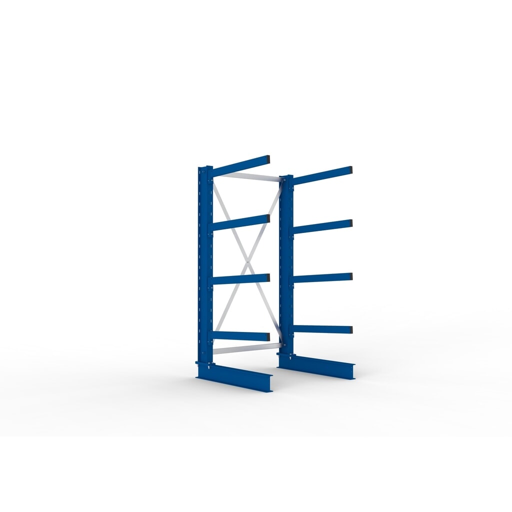 META Kragarmregal Grundfeld, einseitig, Tragkraft pro Arm 250 kg, HxBxT 2.000 x 1.103 x 1.030 mm Produktabbildung: META Kragarmregal Grundfeld, einseitig, Tragkraft pro Arm 250 kg, HxBxT 2.000 x 1.103 x 1.030 mm