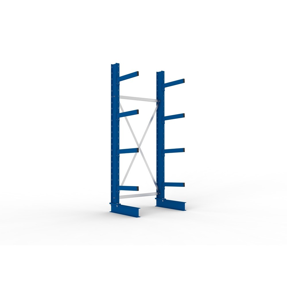 Produktabbildung: META Kragarmregal Grundfeld, einseitig, Tragkraft pro Arm 430 kg, HxBxT 2.500 x 1.103 x 730 mm