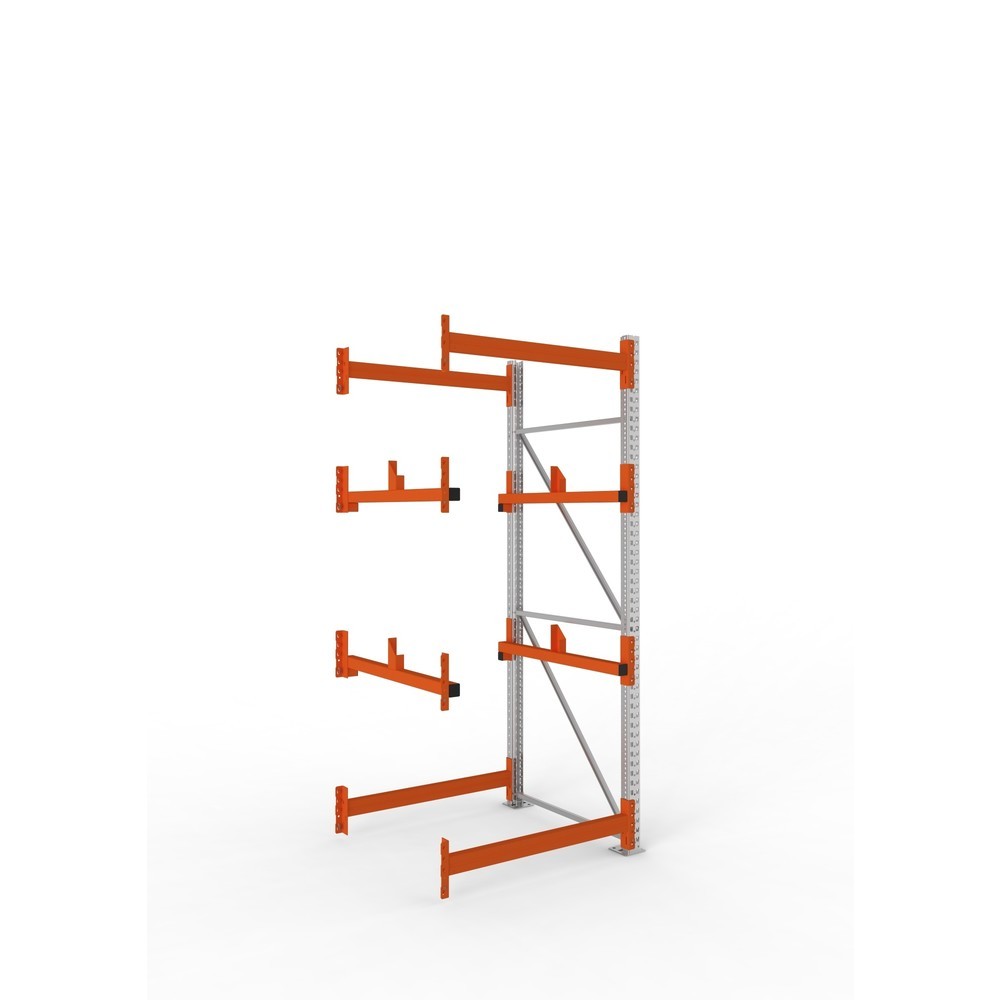 Produktabbildung: META MULTIPAL Kabeltrommelregal Typ 1, AF, HxBxT 2.700 x 1.100 x 1.100 mm, verzinkt, RAL 2001 rotorange, mit 2 Trommelaufnahmen, ohne Achsen, mit Kabeltrommelauflage